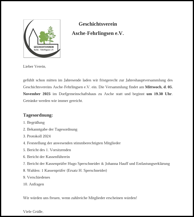 Jahreshauptversammlung